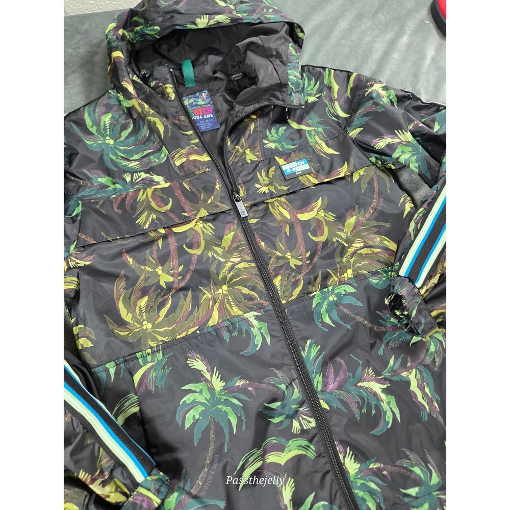 Scotch and Soda Jacket Mens Small Full Zip Track Windbreaker Palm Hooded - Picture 7 of 10